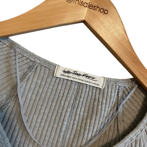 We The Free Gray Passing Thru Layering Tee Long Sleeve Fitted V Neck Top - Picture 5 of 8